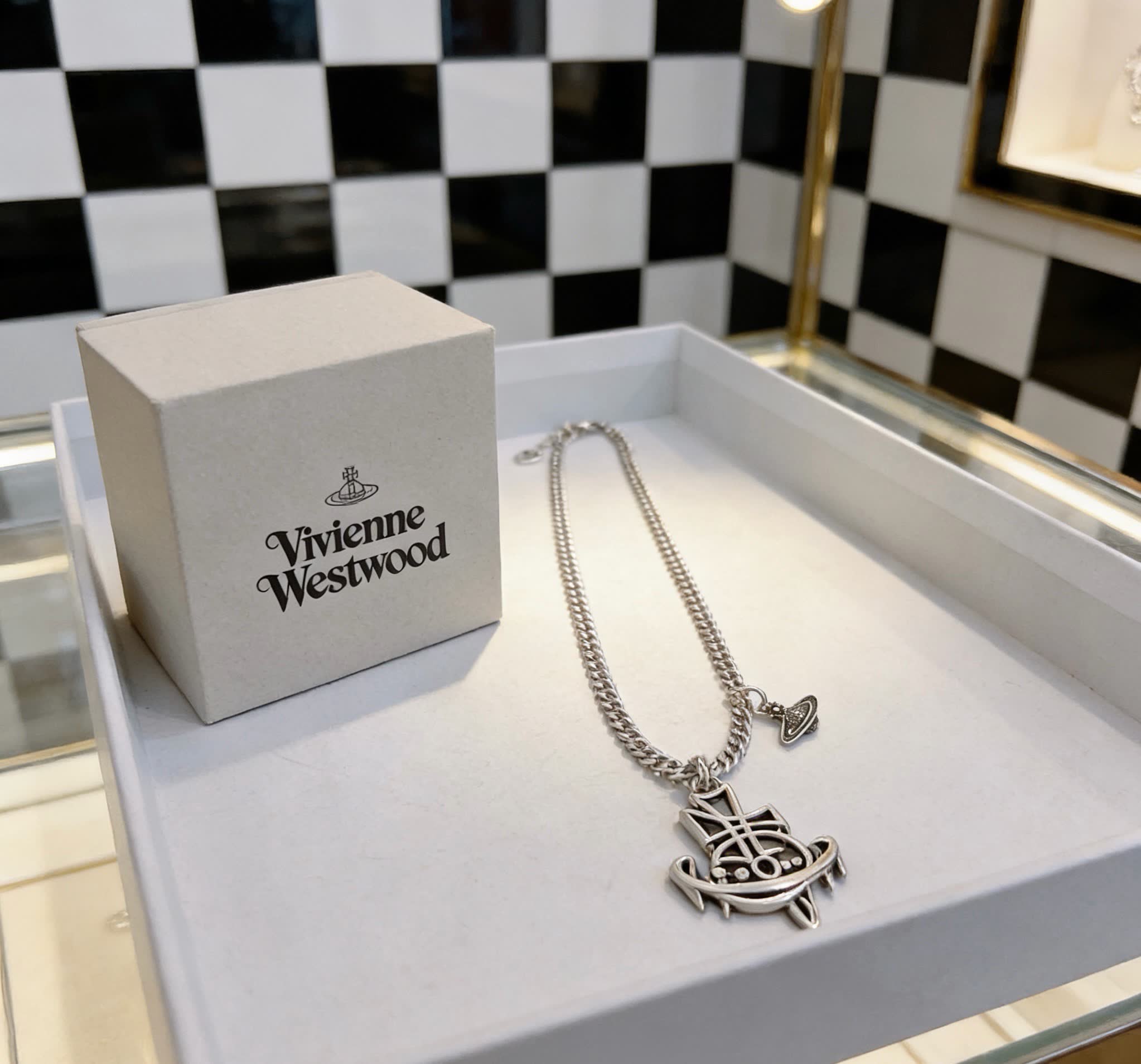 Vivienne Westwood Silver Chain with Logo Pendant